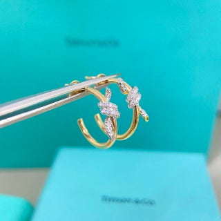 Tiffany Two-Tone Twisted Rope Stud Earrings with Diamonds