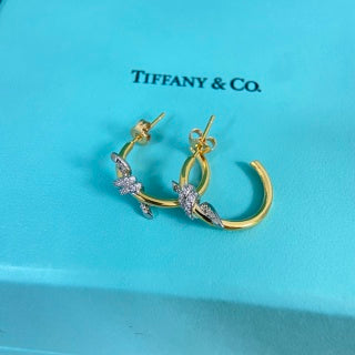 Tiffany Two-Tone Twisted Rope Stud Earrings with Diamonds