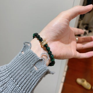Bvlgari Green Gemstone Beaded Bracelet – Elegant Luxury Jewelry