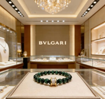 Bvlgari Green Gemstone Beaded Bracelet – Elegant Luxury Jewelry