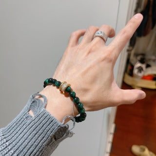 Bvlgari Green Gemstone Beaded Bracelet – Elegant Luxury Jewelry