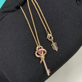 Tiffany Pink Diamond Twisted Key Necklace