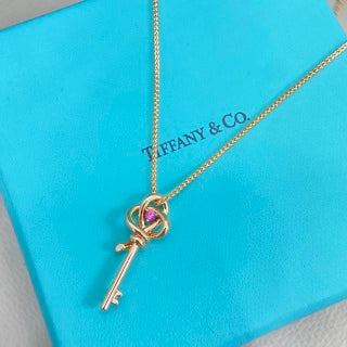 Tiffany Pink Diamond Twisted Key Necklace
