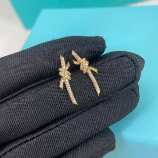 Tiffany fully diamond-set mini knot stud earrings