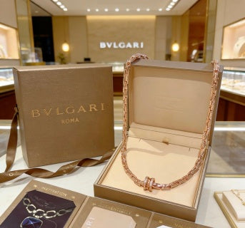 Bvlgari Rose Gold Geometric Link Necklace – Elegant Luxury Jewelry