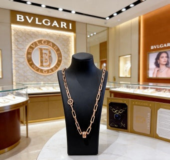 Bvlgari Rose Gold Geometric Link Necklace – Elegant Luxury Jewelry