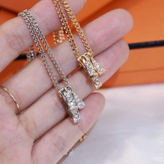 Hermès Kelly Mini Pavé Lock Pendant Necklace