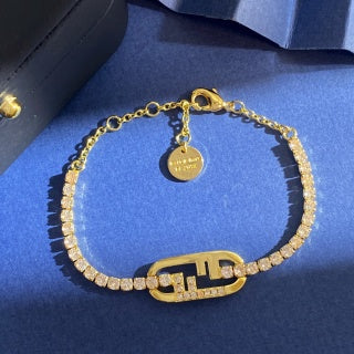 Fendi Valeria FF Crystal Link Bracelet