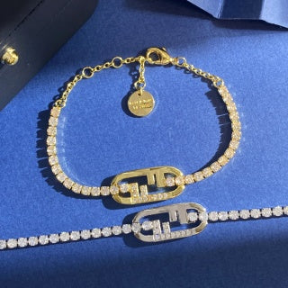 Fendi Valeria FF Crystal Link Bracelet