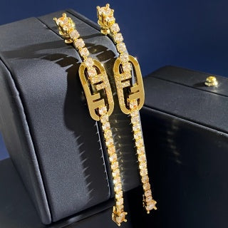 Fendi Lumiera FF Pavé Drop Earrings