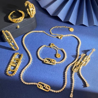 Fendi Celestia FF Pavé Hoop Earrings