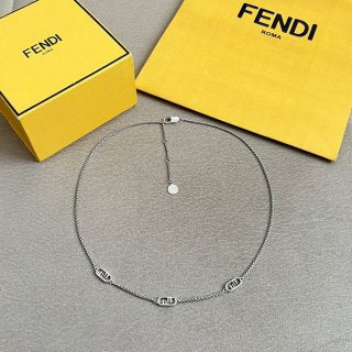 Fendi Silverline Logo Charm Chain Necklace