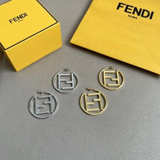 Fendi Orlina FF Circle Emblem Stud Earrings