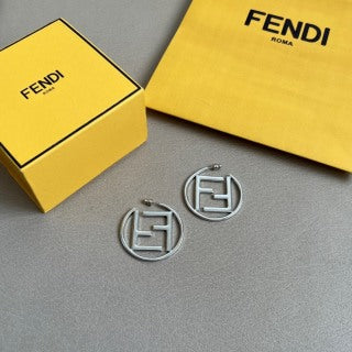 Fendi Orlina FF Circle Emblem Stud Earrings