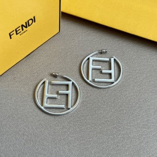 Fendi Orlina FF Circle Emblem Stud Earrings