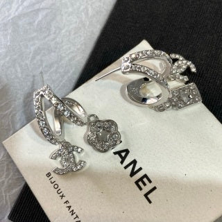 CHANEL Eveloria Silver Charm Cascade Drop Earrings