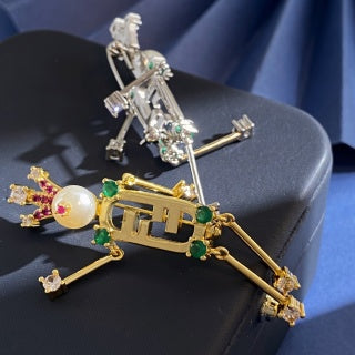 Fendi Bellini FF Royal Robot Brooch