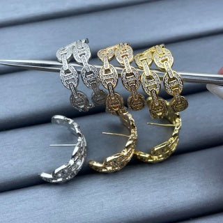 Hermès Chaine d’Ancre Pavé Hoop Earrings