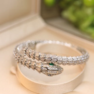 Bvlgari Green Gem Serpent Bracelet – Elegant Luxury Jewelry