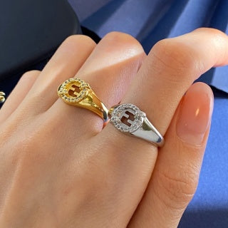 Fendi Celestia FF Pavé Oval Statement Ring