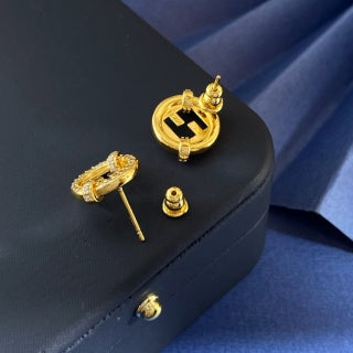 Fendi Celestia FF Pavé Circle Stud Earrings