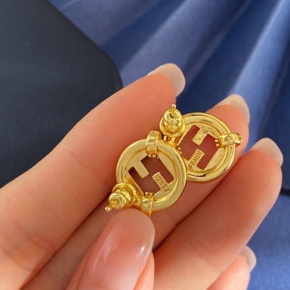 Fendi Celestia FF Pavé Circle Stud Earrings