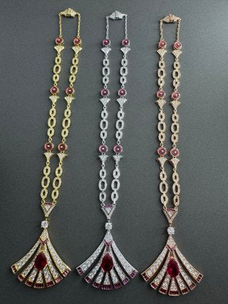 Bvlgari Ruby Fan Statement Necklace – Elegant Luxury Fine Jewelry