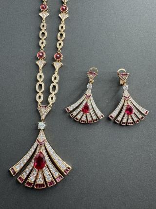 Bvlgari Ruby Fan Statement Necklace – Elegant Luxury Fine Jewelry