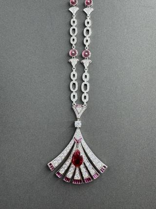 Bvlgari Ruby Fan Statement Necklace – Elegant Luxury Fine Jewelry