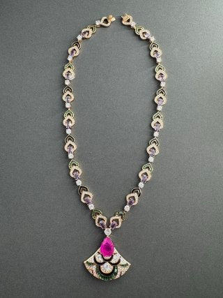 Bvlgari Ruby Fan Gemstone Necklace – Elegant Luxury Jewelry