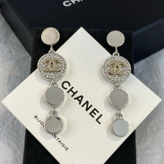 CHANEL Valerina Silver Medallion Drop Earrings