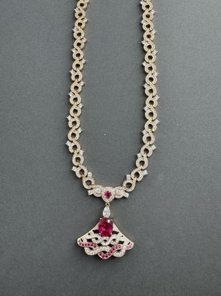 Bvlgari Ruby Fan Pendant Necklace – Elegant Luxury Fine Jewelry