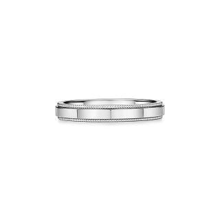 Tiffany narrow square-shaped ring with beaded edges, without diamonds
