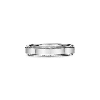 Tiffany wide ring with square bead-edge detailing (no diamonds)