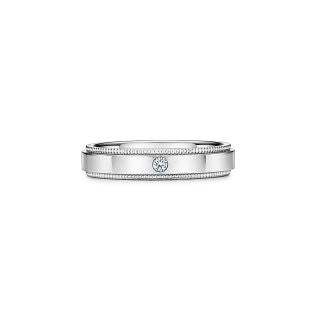 Tiffany Ring – Wide Single-Diamond Square Ring with Beaded Edging