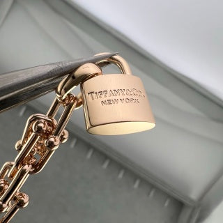 Tiffany Double-Layer Bracelet with Large Spheres, Lock Charm, and Double-U Horseshoe Links