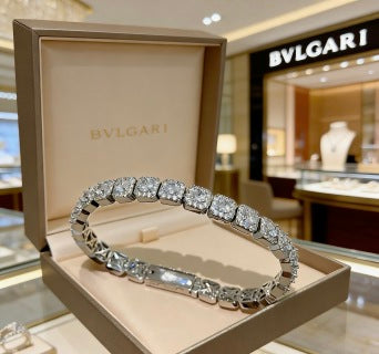 Bvlgari White Gold Crystal Tennis Bracelet – Elegant Luxury Jewelry