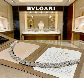 Bvlgari White Gold Crystal Tennis Bracelet – Elegant Luxury Jewelry