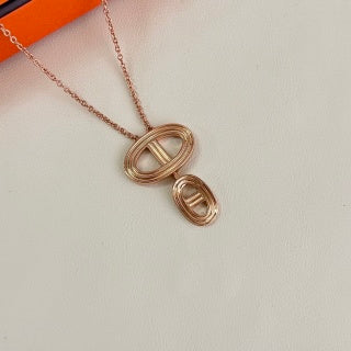 Hermès Chaine d’Ancre Double Oval Drop Pendant Necklace