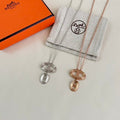 Hermès Chaine d’Ancre Double Oval Drop Pendant Necklace