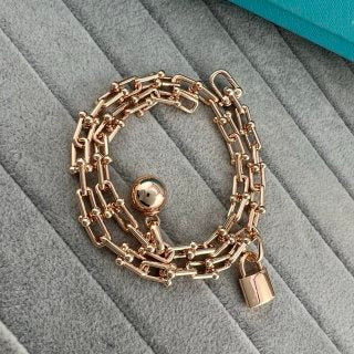 Tiffany Double-Layer Bracelet with Large Spheres, Lock Charm, and Double-U Horseshoe Links