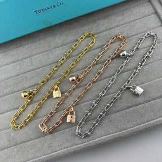 Tiffany Double-Layer Bracelet with Large Spheres, Lock Charm, and Double-U Horseshoe Links