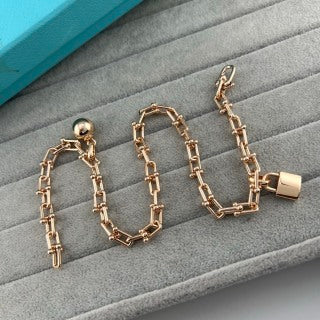 Tiffany Double-Layer Bracelet with Large Spheres, Lock Charm, and Double-U Horseshoe Links