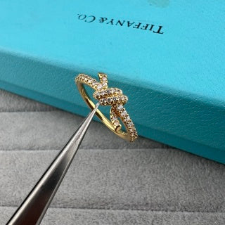 Tiffany Half-Pavé Diamond Knot Ring