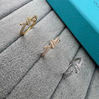 Tiffany Half-Pavé Diamond Knot Ring