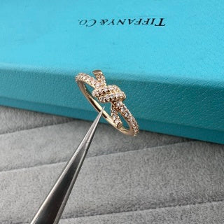 Tiffany Half-Pavé Diamond Knot Ring