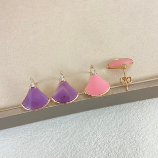 Bvlgari Pink Purple Fan Crystal Earrings – Elegant Luxury Jewelry