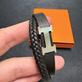 Hermès H Leather Braided Wrap Bracelet