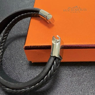 Hermès H Leather Braided Wrap Bracelet