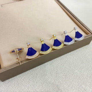 Bvlgari Blue Fan Crystal Earrings – Elegant Luxury Jewelry
